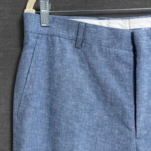 Jos A Bank Pants 33x30 Slim Fit Blue Linen Cotton Classic Casual Trousers Summer